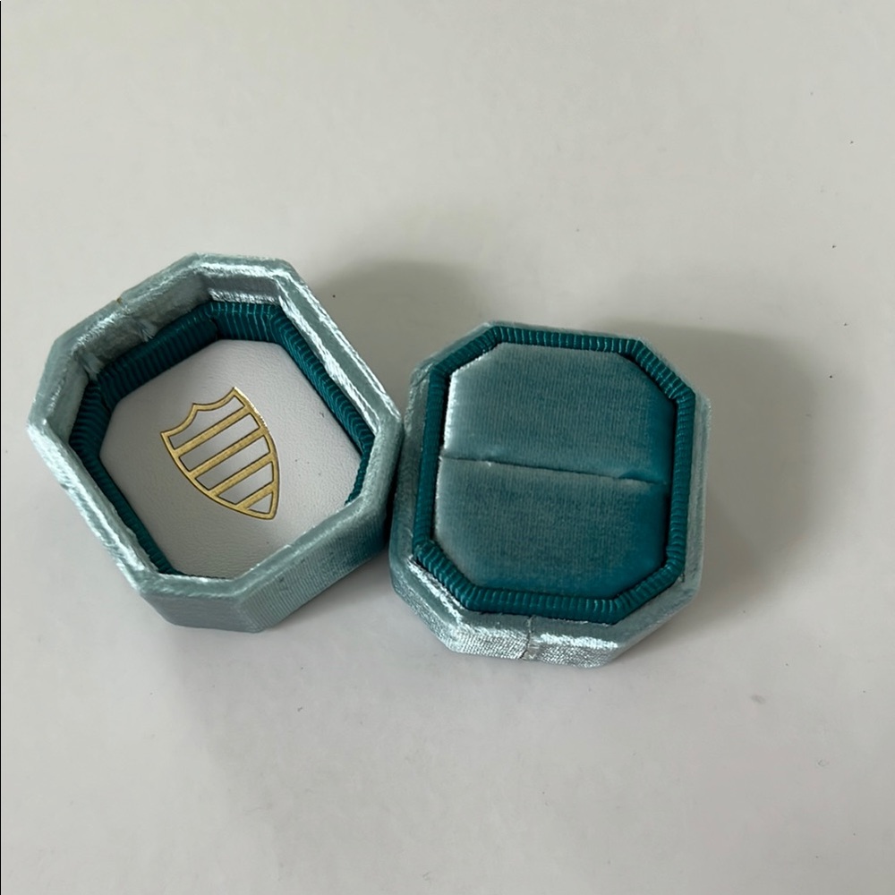 MRS RING BOX TEAL/BLUE VELVET